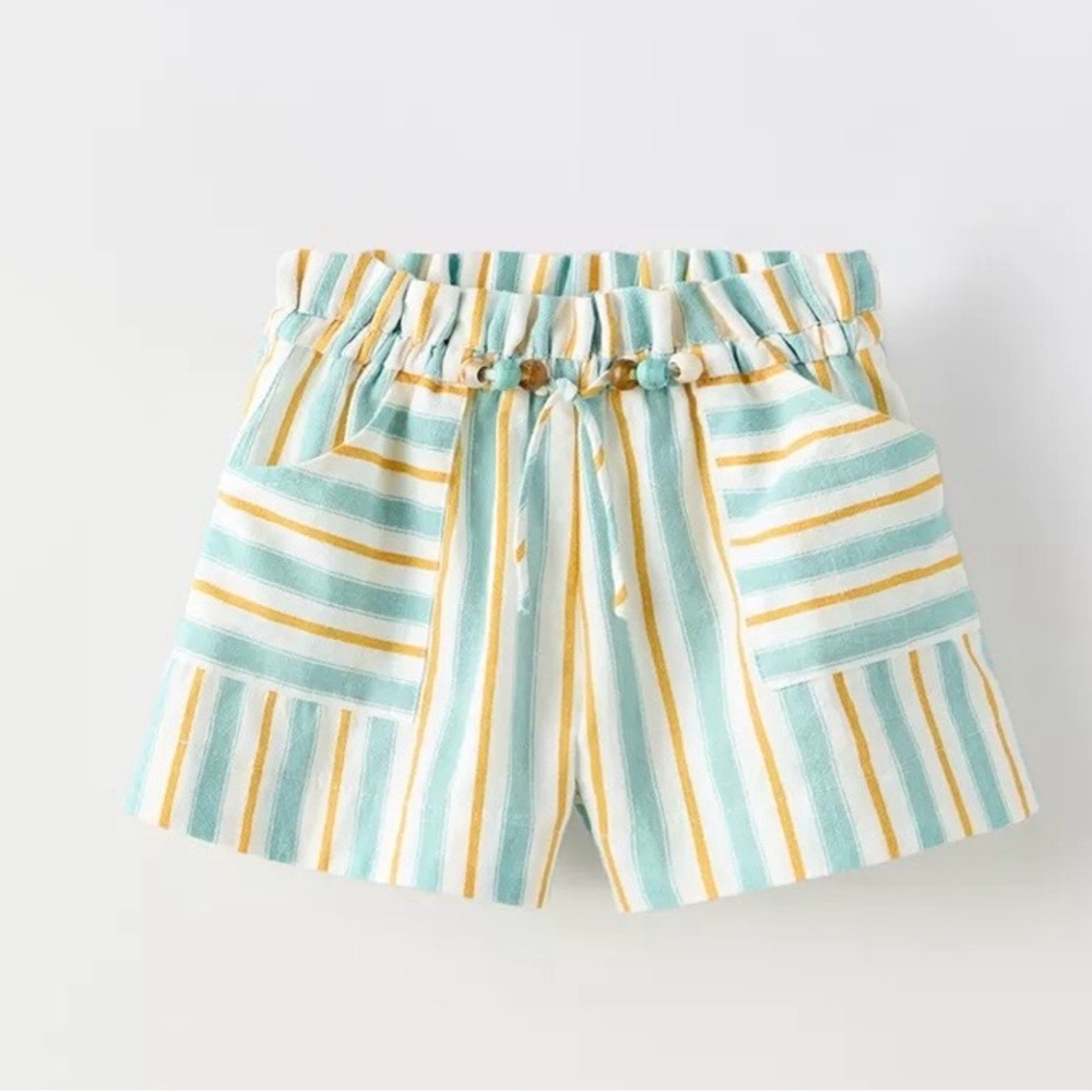 Zara Teal and Yellow Striped Shorts